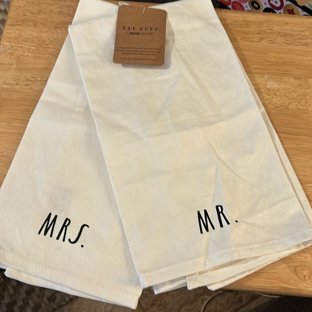 Rae Dunn Mr & Mrs dish towels set of 2
